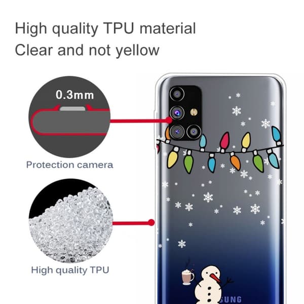 Christmas Samsung Galaxy M51 fodral - Longly snögubbe Vit