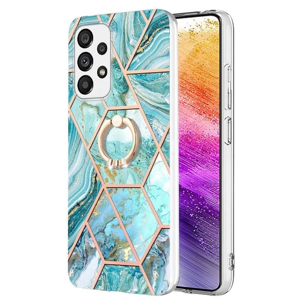 Marmormotiv Samsung Galaxy A73 skal - Blå Blå