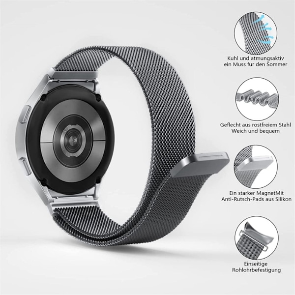 Samsung Galaxy Watch 5 Pro urrem i rustfrit stål med klart cover - Mørkegrå Silver grey