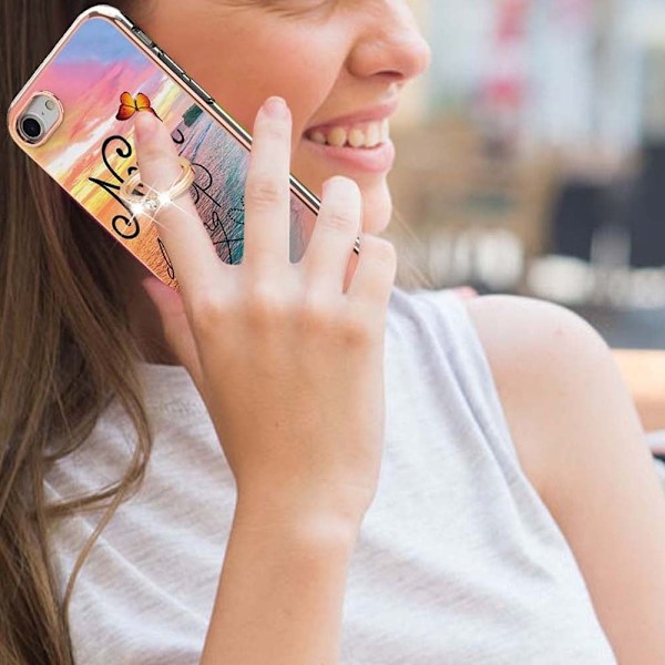 Marble Mønstret Deksel med Ring Holder til iPhone Se (2022) / 2020 / 8 - Never Stop Dreaming Multicolor