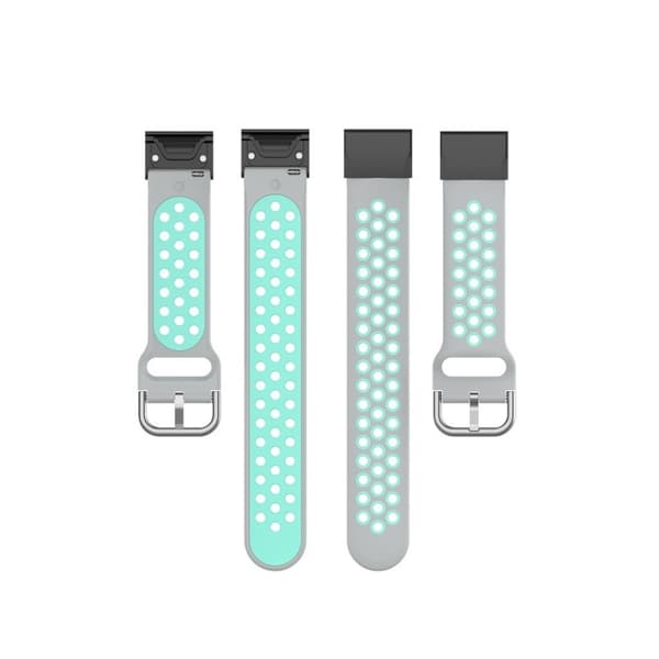 Watchband for Garmin watch dual color watch band - Grey / Cyan Silvergrå