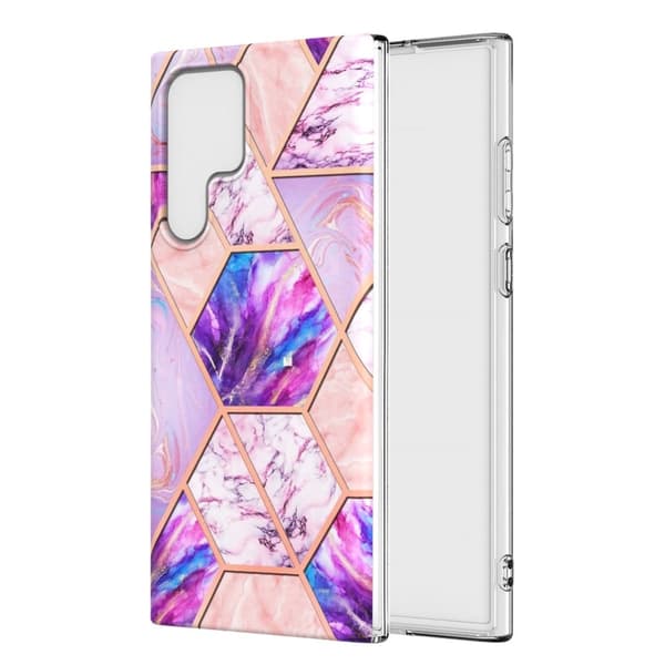 Marble Samsung Galaxy S22 Ultra Etui - Lyselilla Purple