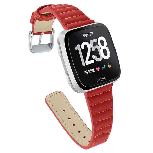 Fitbit Versa 2 / Versa Lite Cowhide wave texture skinnklokkerem - Rød Red