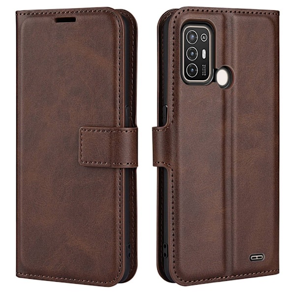 Lompakko Nahkakotelo For ZTE Blade A52 - Ruskea Brown