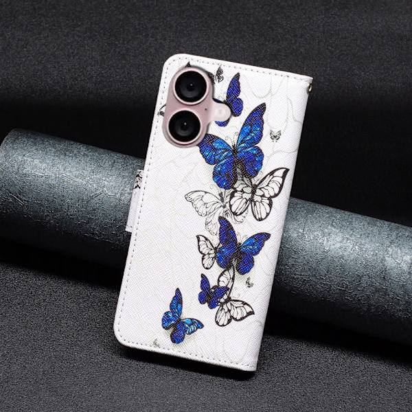 Wonderland iPhone 16 Plus flip etui - Sommerfugle Blue