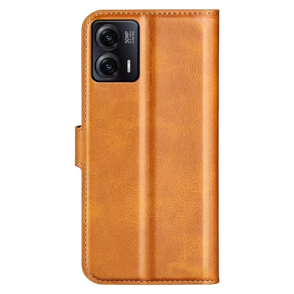 Hållbart konstläder Motorola Moto G73 fodral med plånbok - Gul Gul