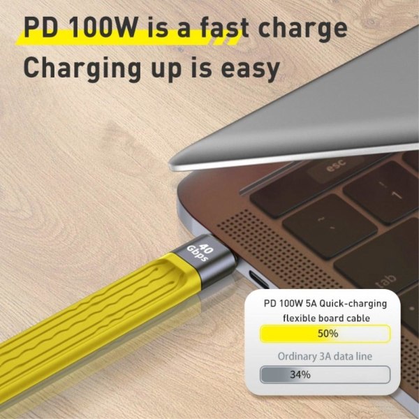 Universaali 100W nopea lataus 10Gbps tyyppi-C naaras uros FPC kaapeli Yellow