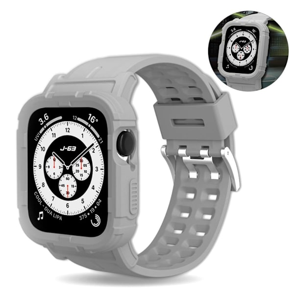 Apple Watch 40mm multi-hole silicone watch strap - Grey / Size: L Silvergrå