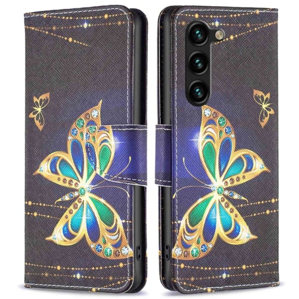 Wonderland Samsung Galaxy S23 Plus Flip Etui - Jewelry Sommerfugl Gold