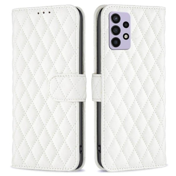 Rhombus Mønster Matte Flip Case til Samsung Galaxy A72 5G - Hvid White