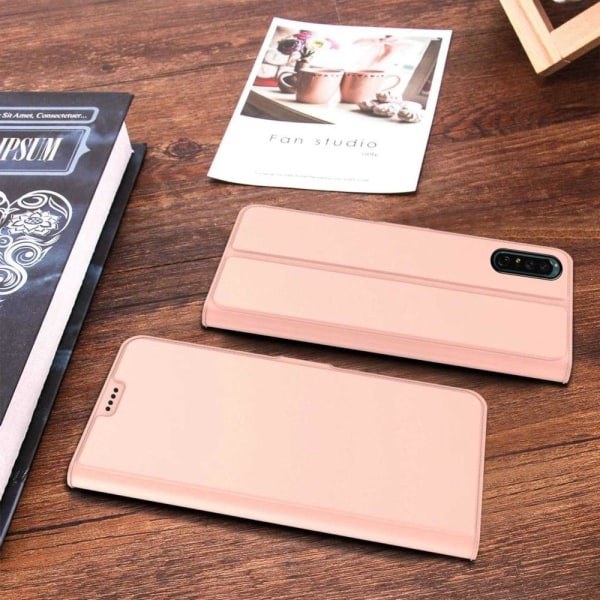 Glat og tyndt premium Sony Xperia 5 II læderetui - Rødguld Pink