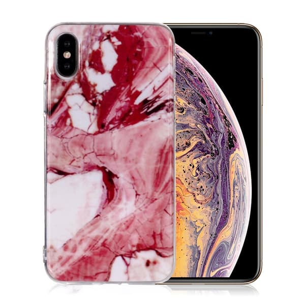 iPhone Xs Max etui med marmormønster - Style G Red