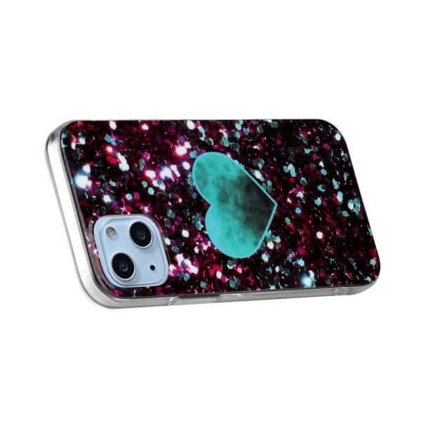 Marmormotiv iPhone 13 Mini skal - Grönt Hjärta multifärg