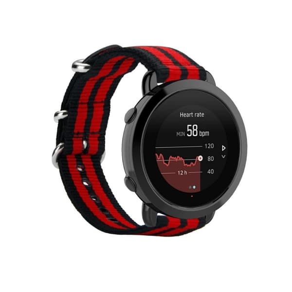 Suunto 3 nylon watch band - Black / Red / Black / Red / Black Röd