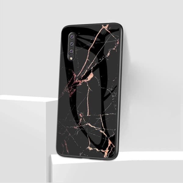 Fantasy Marble Samsung Galaxy A50 cover - Sort / Guld Black