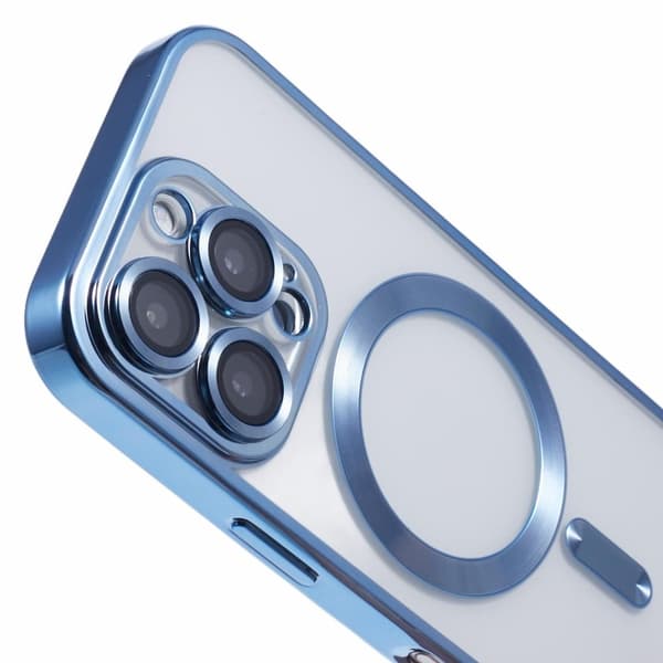 iPhone 16 Pro Max-fodral Kompatibel med MagSafe Electroplating Flexibelt mobilskal med linsfilm - Blå Blå