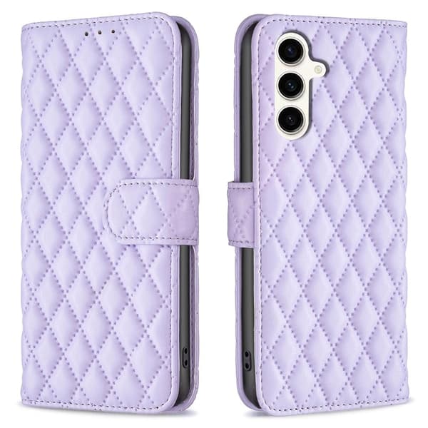 Rombemønster, matt flip-deksel for Samsung Galaxy S24 FE - Lilla Purple