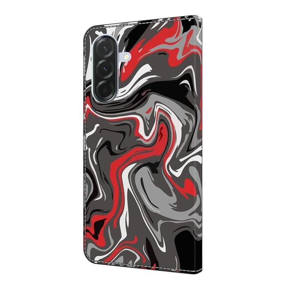 Samsung Galaxy A16 5G / A16 4G Plånboksfodral Mönster Tryck Stativ Läder Flip Telefonskal - Stenstruktur Röd