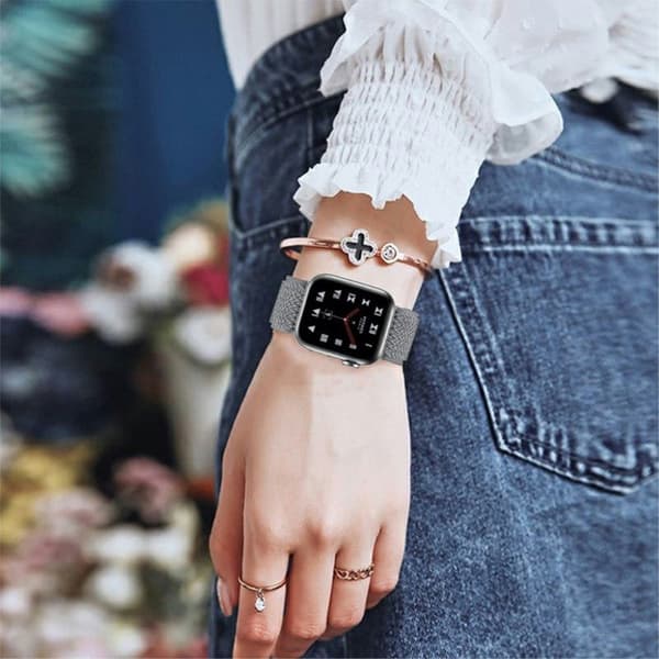 Apple Watch 40 mm klockarmband i nylondesign - Grå Silvergrå
