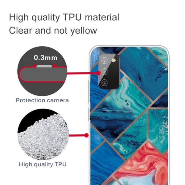 Marmormotiv Samsung Galaxy A02s (166mm) skal - Blå Och Orange Marmor Blå