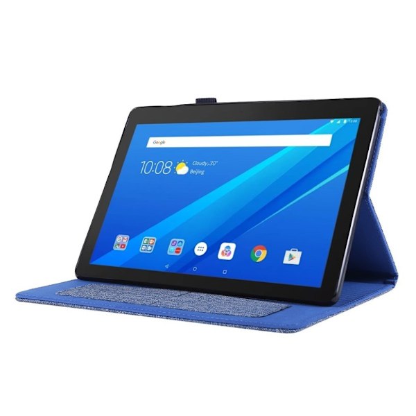 Lenovo Tab M10 flipfodral i tyg och läder - Blå Blå
