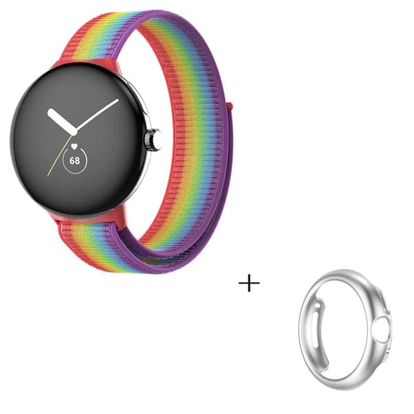 Google Pixel Watch nylonklokkerem med sølvfarget deksel - Flerfarget Multicolor