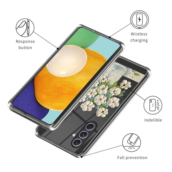 Deco Samsung Galaxy A34 5G skal - Oljemålning Vit Blomma Vit