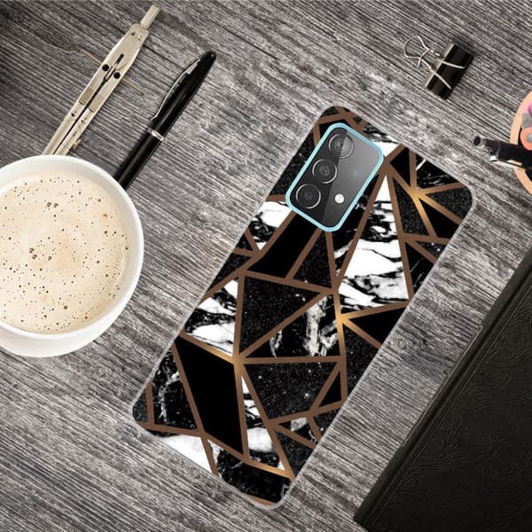 marmor Samsung Galaxy A72 5G etui - sort Tile Fragments Black