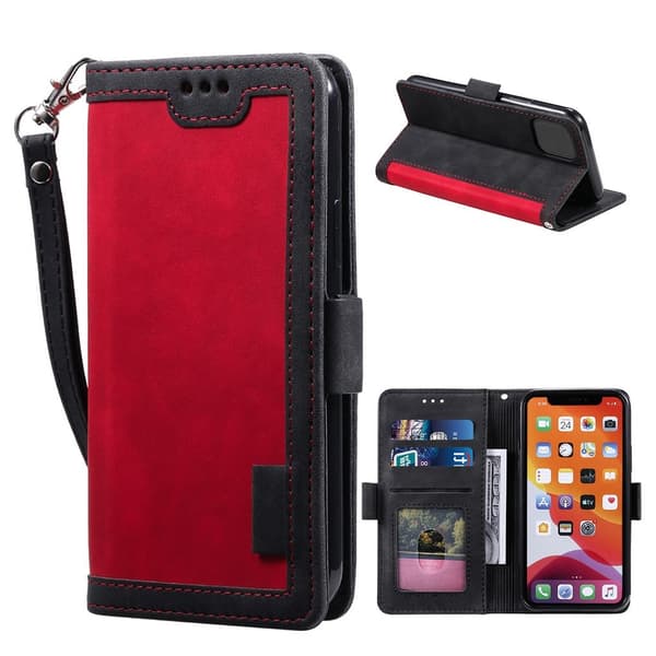 Surburbian iPhone 12 Pro / iPhone 12 læder flip etui - Rød Red