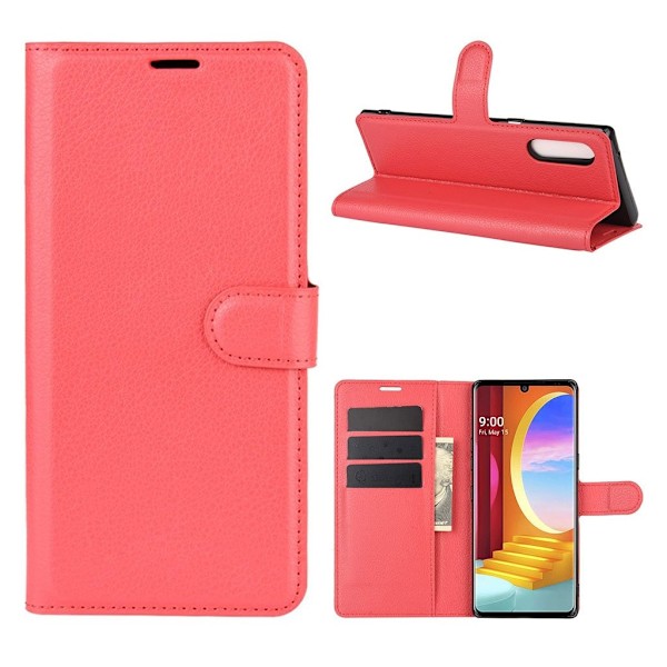 Classic LG Velvet flip kuoret - Punainen Purple