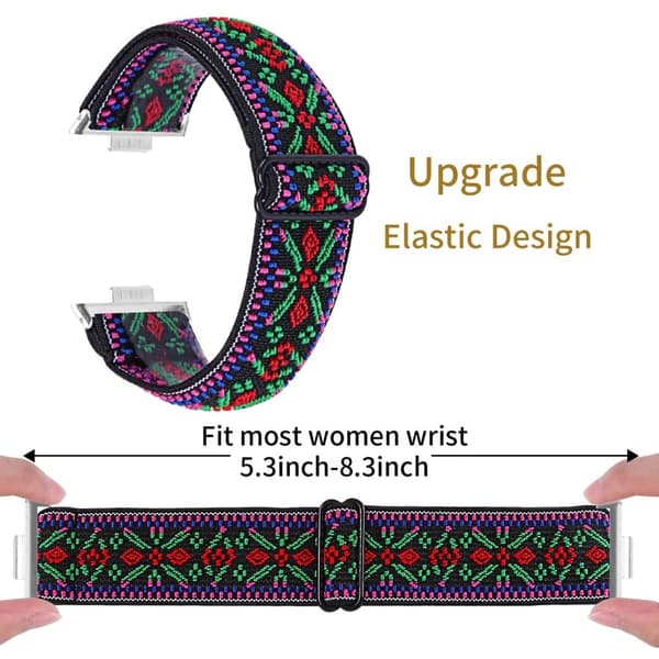Huawei Watch Fit 3 Nylon Watch Strap Pattern Print Adjustable Elastic Wrist Band - 16# Multicolor