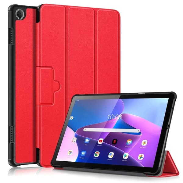 Tri-fold Leather stander etui til Lenovo Tab M10 (Gen 3) - Rød Red