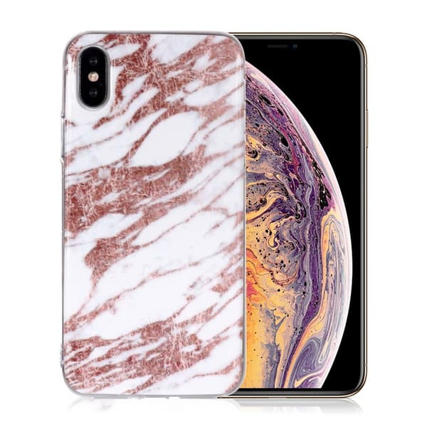 iPhone Xs Max etui med marmormønster - Style J Brown