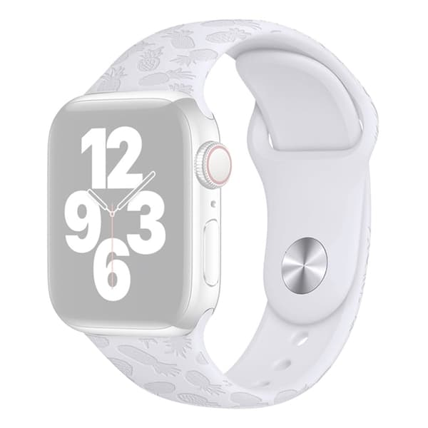 Apple Watch (41mm) ensfarvet mønster silikone urrem - Hvid Ananas White