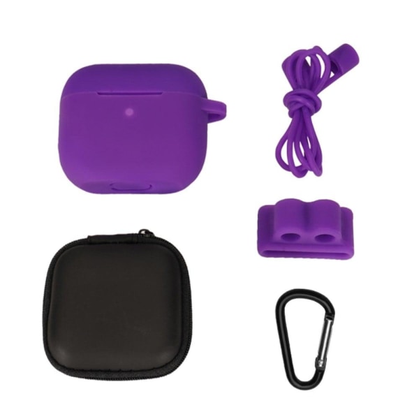 AirPods 3 silikoneetui med opbevaringspose og tilbehør - Lilla Purple