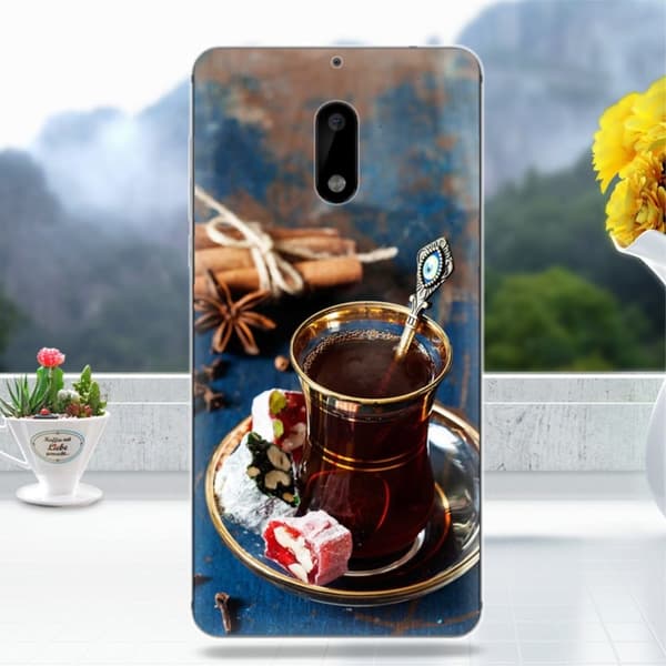 Nokia 6 Deksel laget av silikon - Espresso kaffe Multicolor