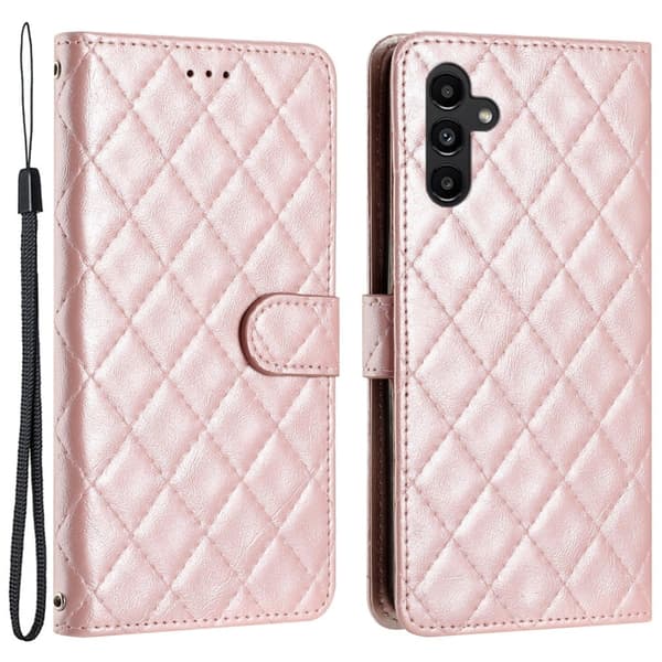 Funktionellt Samsung Galaxy A34 5G fodral med rombmönster - Rosa Rosa