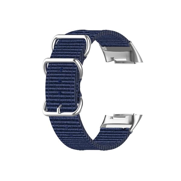 Fitbit Charge 5 elastisk klokkerem i nylon med sølvspenne - Mørkeblå Blue