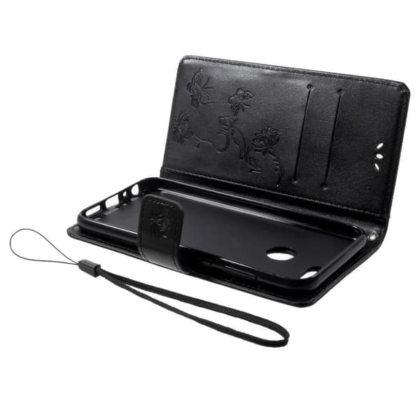 Huawei Honor 9 Lite Etui laget av kunstlær og silikon - Svart Black