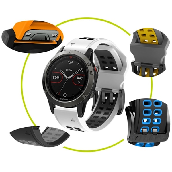 Garmin Fenix 7 tofarvet silikone-urrem - Grå / Gul Yellow