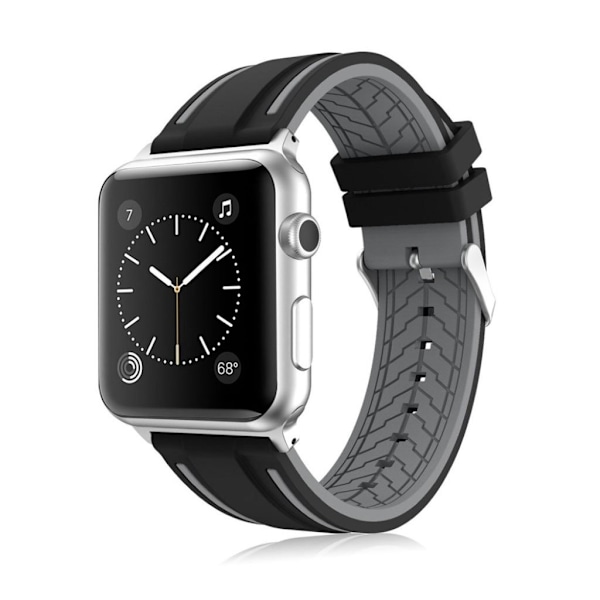 Apple Watch 38mm kontrast farve silikone urrem - Sort / Grå Multicolor