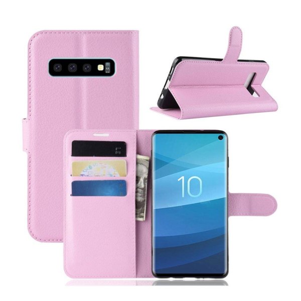 Samsung Galaxy S10 litchi läderfodral - Rosa Rosa