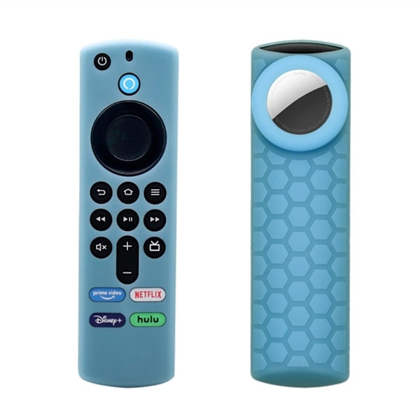 2-i-1 Amazon Fire TV Stick 4K (3:e) / AirTag silikonöverdrag - Noctilucence Blå Blå