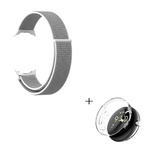 Google Pixel Watch nylonklokkerem med gjennomsiktig deksel - Grå / Hvit Silver grey