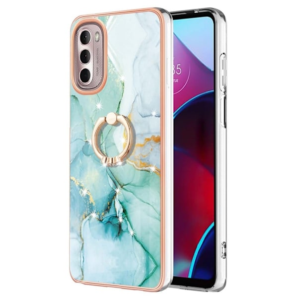 Marble Patterned Suojakuori With Ring Holder For Motorola Moto G Stylus (2022) - Vihreä Marble Haze Green