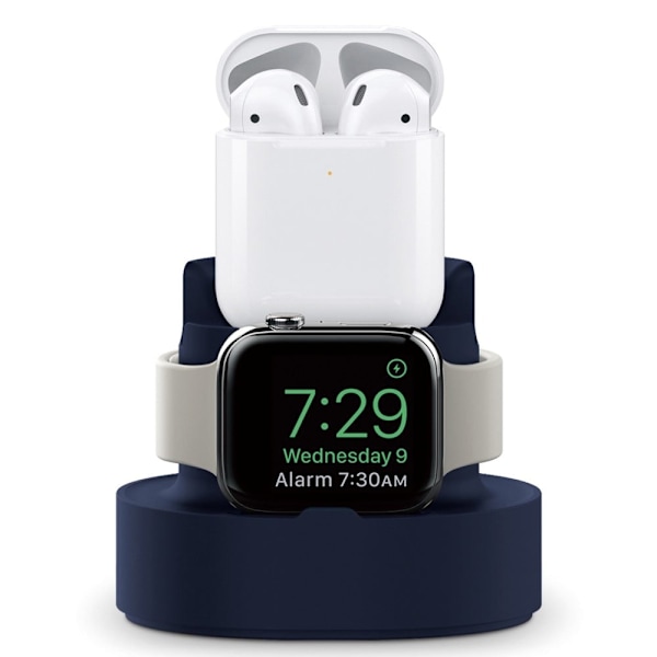 Universal iPhone / Apple Watch och AirPods skrivbordsfäste i silikon - Mörkblå Blå