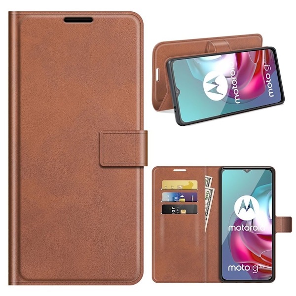 Wallet-style Læder Etui til Motorola Moto G30 / G10 - Lysebrun Brown