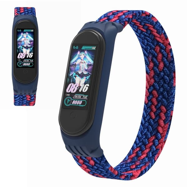 Xiaomi Mi Band 5 / 4 / 3 stylish nylon watch strap - Blue / Red / Size: S multifärg