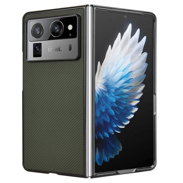 TECNO Phantom V Fold2 Fodral Kolfiber Textur Stötsäkert Vegan Läder Telefonskal - Grön Grön