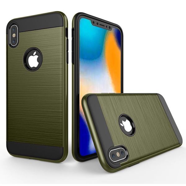 iPhone Xs Max børstet combo etui - Armygrøn Green